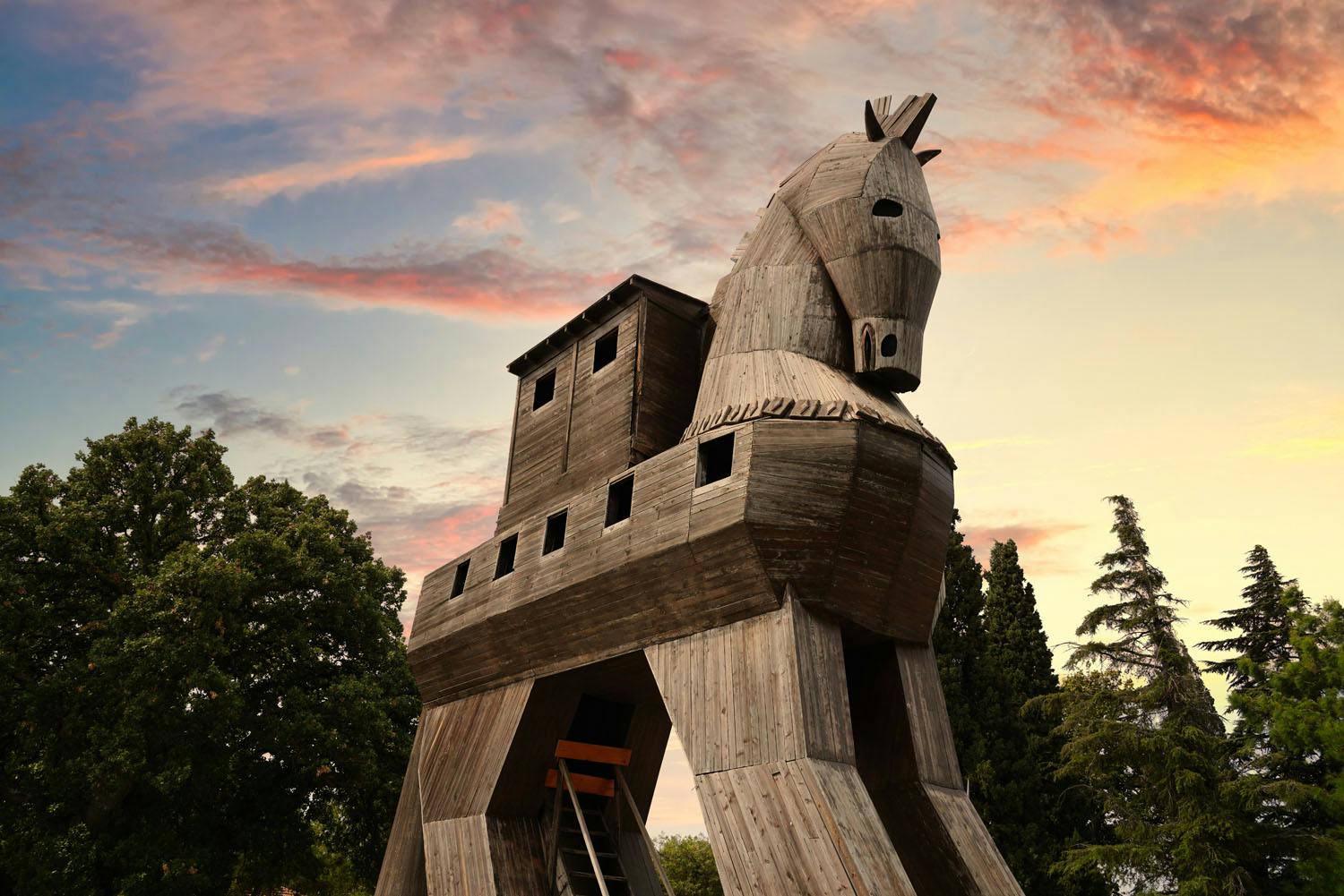 troy - replica of wooden trojan horse