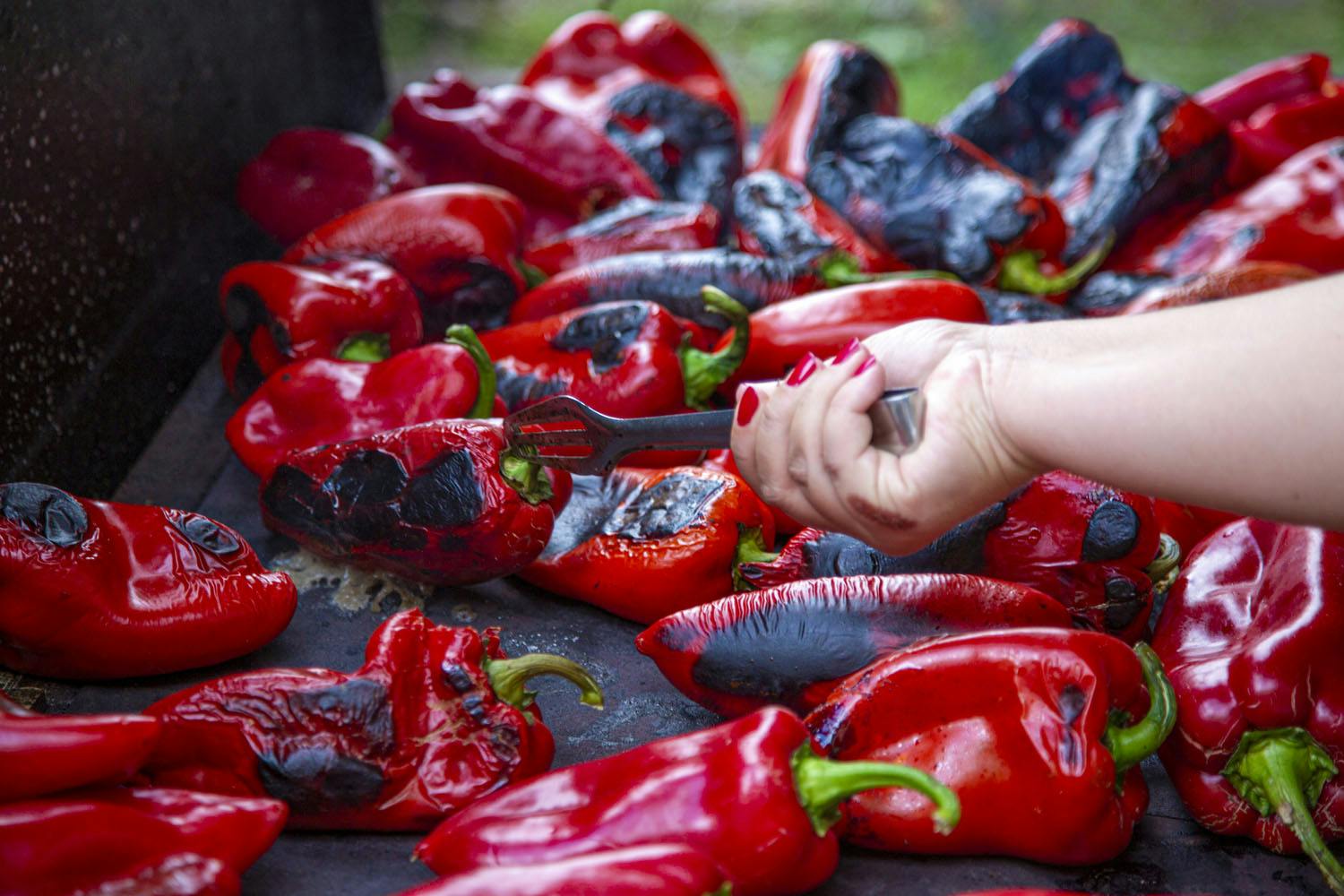 Ajvar - Popular red pepper spread in making
