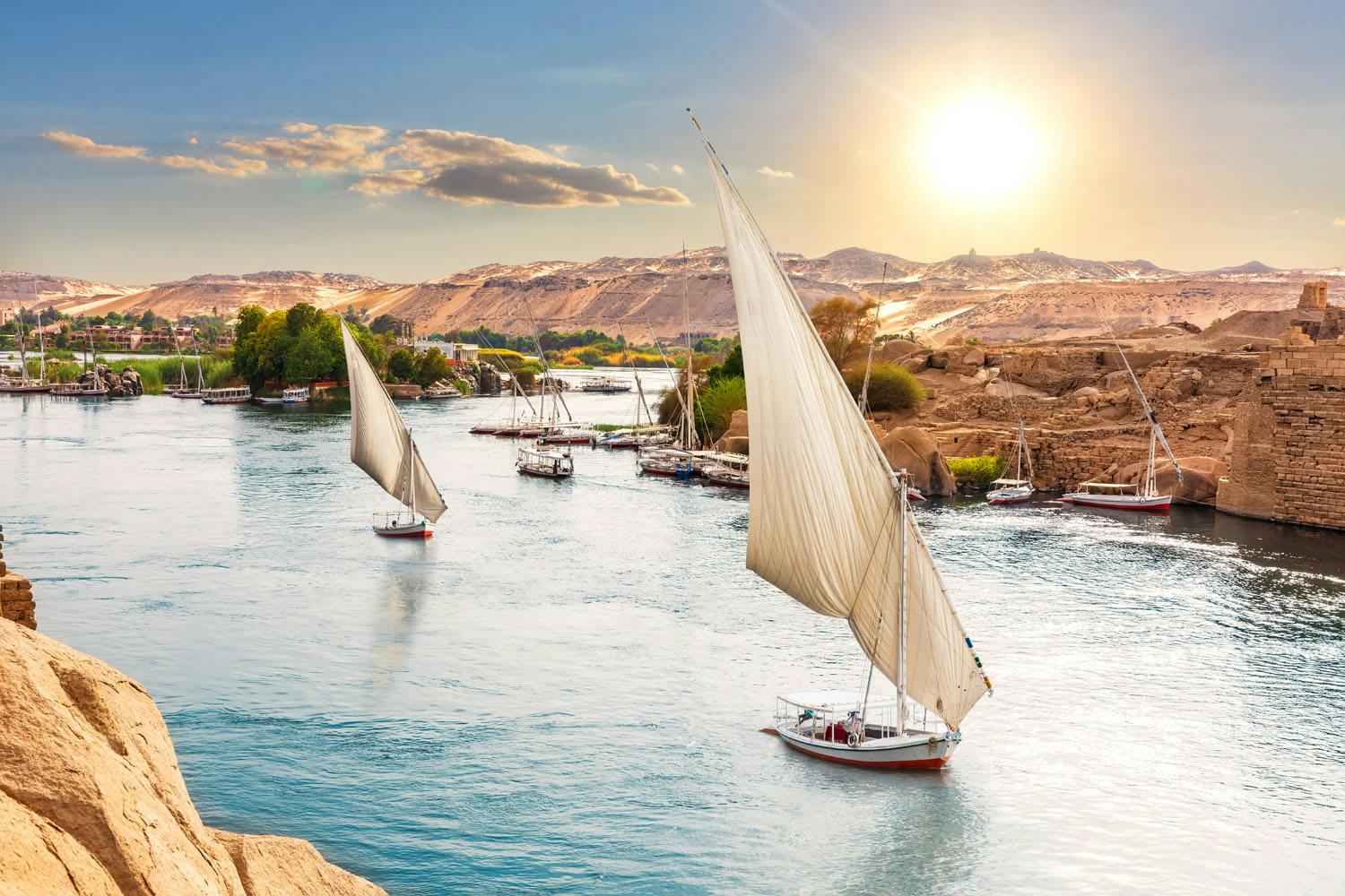 Aswan - Sailboats in Nile