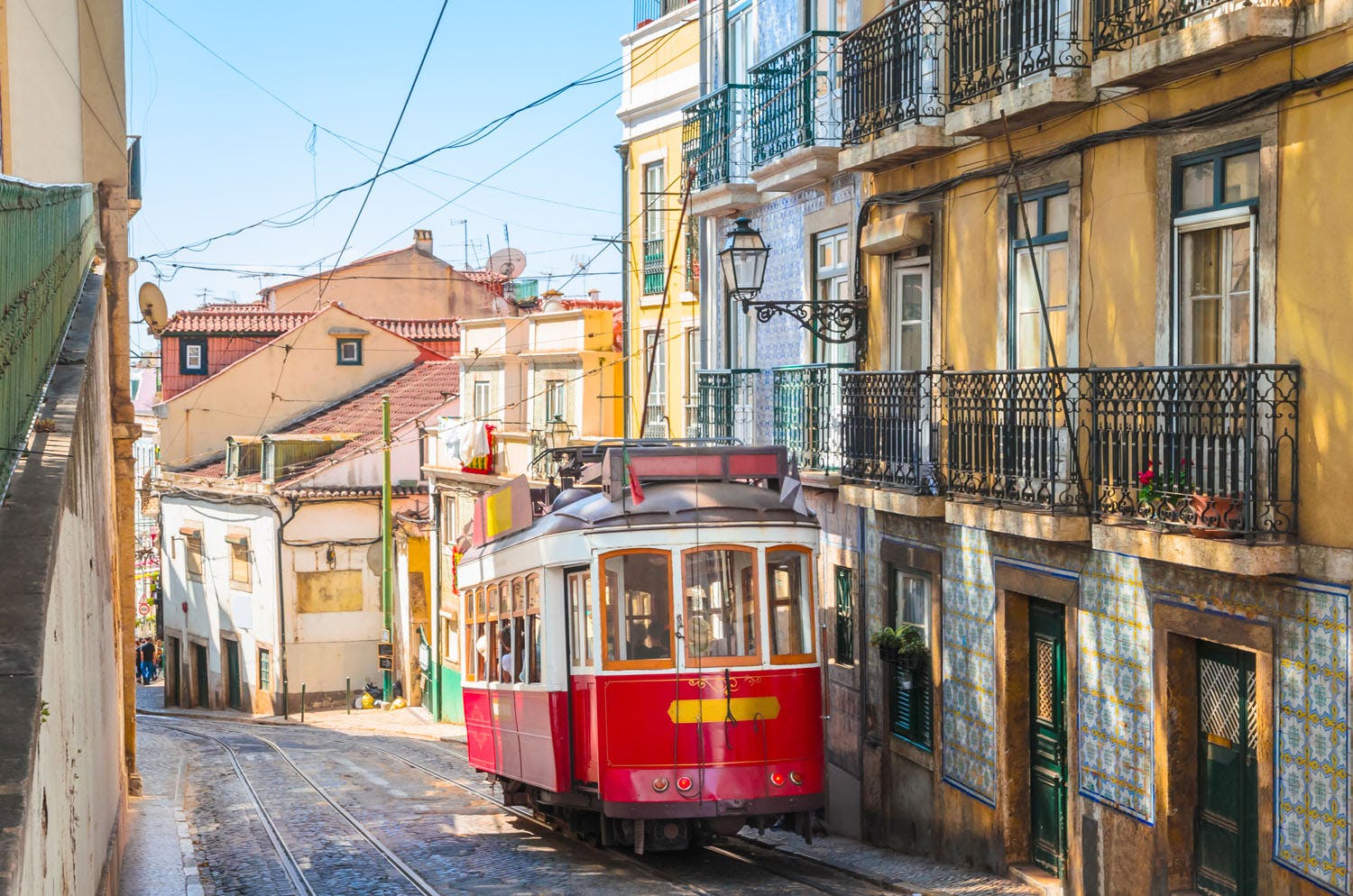 Lisbon - Vintage tram in Alfama
